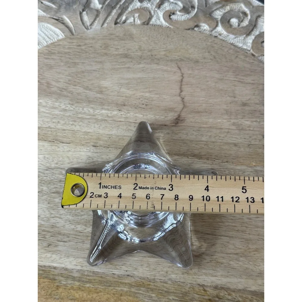 Clear Glass‎ Star Taper Candle Holder Celestial Five Point Star Tabletop Decor